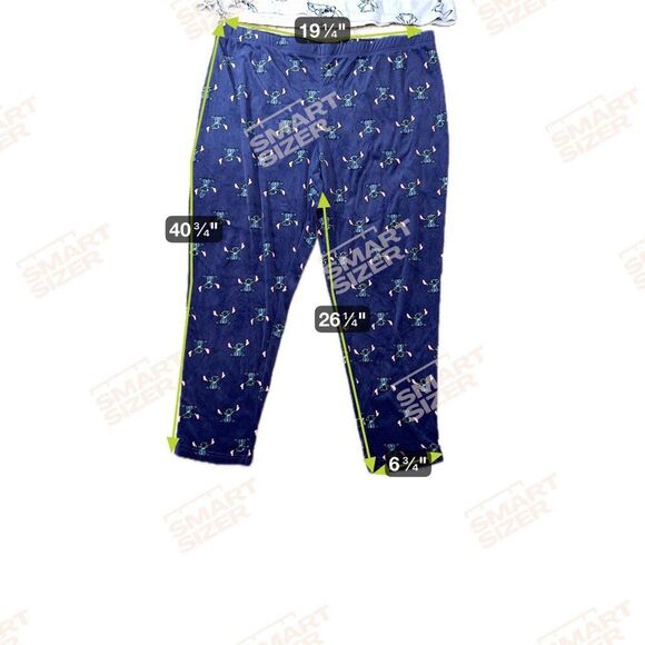 Disney Womens Sleepwear Set Lilo and Stitch Print XL Top & Bottom Blue & White - Picture 4 of 6